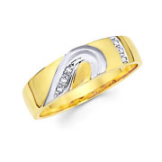 Curve Design 14K Two Tone Men's Wedding Band