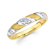 14K Two Tone Striped Ladies Diamond Wedding Band