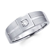 Round Diamond 14K White Gold Men's Wedding Ring