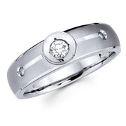 Round Bezel Diamond 14K White Gold Wedding Ring