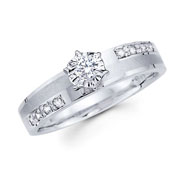 14K White Gold Round Diamond Engagement Ring