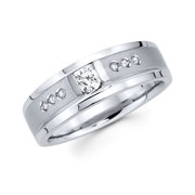 Channel & Bezel Diamond 14K Gold Wedding Band