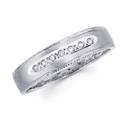 Diamond Milgrain Edge 14K White Gold Ladies Wedding Ring