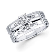Diamond 14K White Gold Engagement and Wedding Ring Set