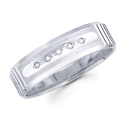 Diamond 14K White Gold Men's Wedding Band