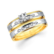 Two Tone Round Diamond 14K Engagement & Wedding Ring Set
