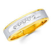 Two Tone Round Diamond 14K Wedding Band