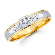 Textured Two Tone Round Diamond 14K Wedding Band