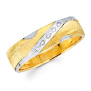 14K White & Yellow Gold Round Diamond Wedding Band