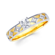 14K Diamond Shape Round Diamond Engagement Ring