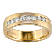 Channel Set Diamond 14K Yellow Gold Men's Band