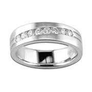 Channel Set Diamond 14K White Gold Men's Band