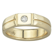 Round Bezel Set Diamond 14K Yellow Gold Wedding Band
