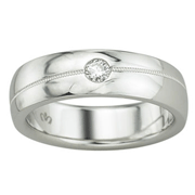 14K White Gold Bezel Set Diamond Wedding Band
