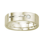 Diamond Bezel Set 14K Yellow Gold Mens Wedding Band