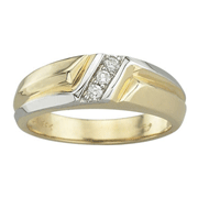 Channel Set Three Diamond 14K Mens Wedding Band