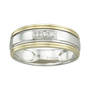 Three Stone 14K Diamond Men's Wedding Band
