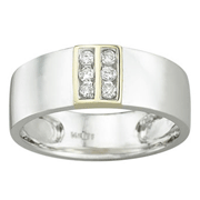 Double Row 14K Diamond Men's Wedding Band