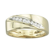 14K Yellow Gold Channel Set Men's Wedding Diamond Band