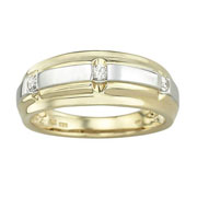 14K Two Tone Men's Diamond Wedding Band