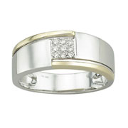 Two Tone 14K Pave Set Diamond Gents Band