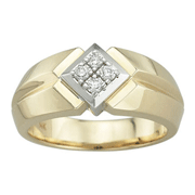 Square Setting 14K Two Tone Diamond Wedding Band
