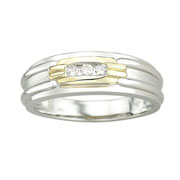 Three Diamond Channel Set 14K Wedding Band
