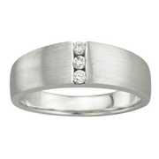 Three Stone Channel Set 14K White Gold Wedding Band