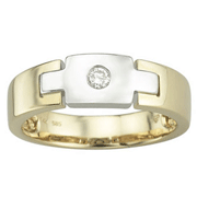 Diamond 14K Two Tone Buckle Style Mens Wedding Ring