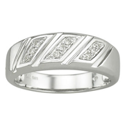 Three Row Diamond 14K White Gold Gent's Wedding Band