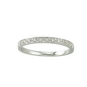 14K White Gold Pave Set Diamond Wedding Band, 0.06ctw