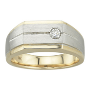 Two Tone 14K Round Bezel Men's Diamond Band