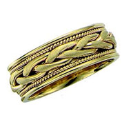 14K Yellow Gold Wheat Braid and Cord Wedding Band