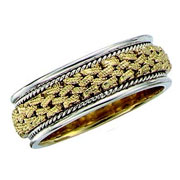 Handmade Rope Braid 14K Two Tone Wedding Ring