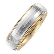 Faceted Mirror Design 14K Two Tone Wedding Band
