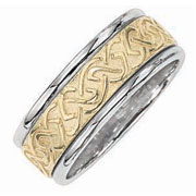 14K Celtic Knot Carved Two Tone Wedding Ring