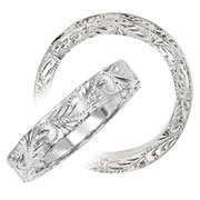 Floral Carved 14K White Gold Wedding Ring