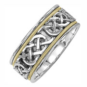Milgrain Celtic 14K Two Tone Weave Wedding Ring