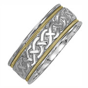 14K Two Tone Celtic Braid Milgrain Wedding Band