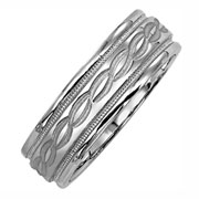 Carved Infinity 14K White Gold Wedding Band