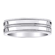 14K White Gold Milgrain Ridge Wedding Band