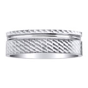 Fancy Hand Textured 14K White Gold Wedding Band