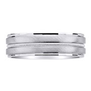 Florentine Texture Two Row Milgrain 14K Wedding Band