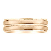 Florentine Texture Two Row Milgrain 14K Wedding Band