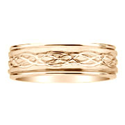 Brush Finish Braid Carved 14K Yellow Gold Wedding Band