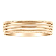 14K Yellow Gold Three Row Milgrain Edge Wedding Ring