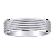 5 Row Raised Center 14K White Gold Wedding Band