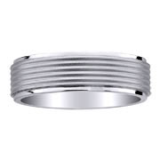 5 Row Raised Center Titanium Wedding Band