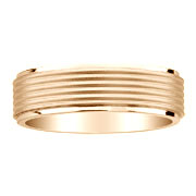 5 Row Raised Center 14K Yellow Gold Wedding Band