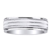 Textured Pattern 14K White Gold Wedding Band